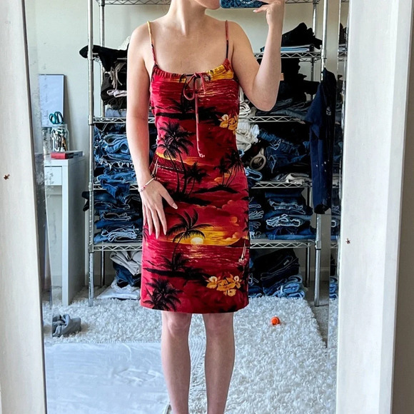 Vintage 90’s Charlotte Russe Tropical Print Dress - Picture 2 of 10